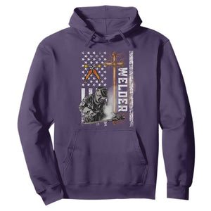 American Welder Hoodie Welding USA Flag Christian Cross TS02 Purple Print Your Wear
