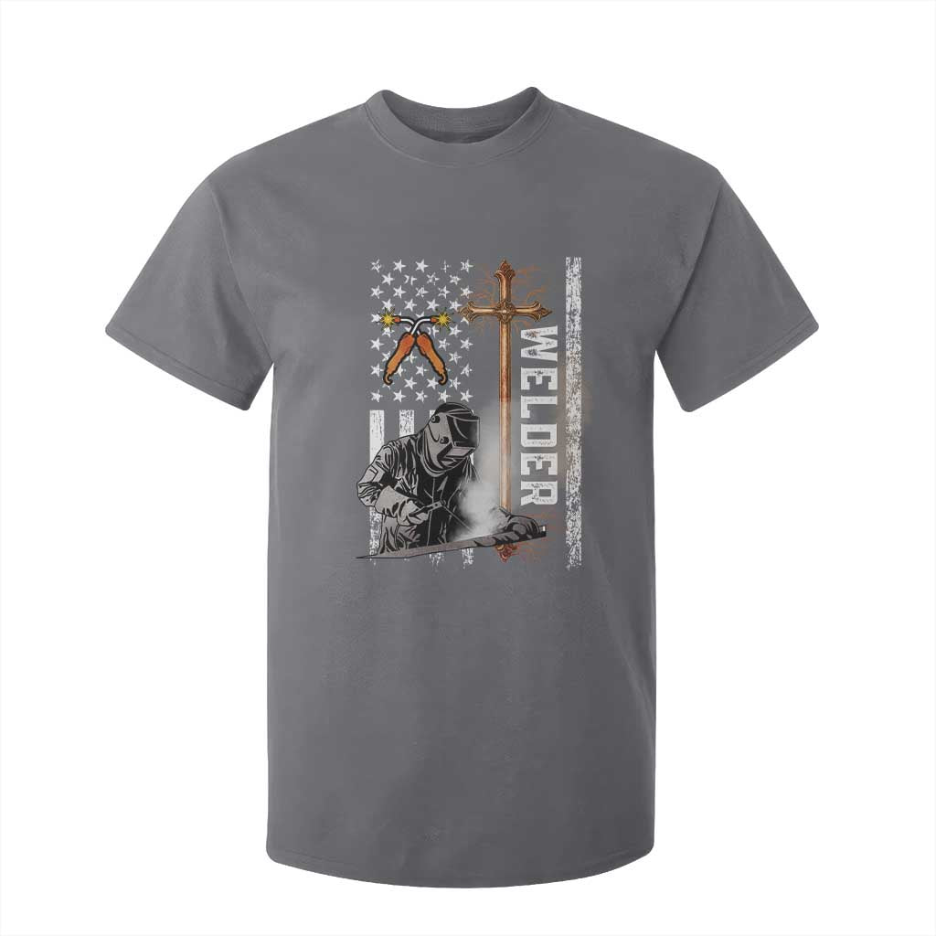 American Welder T Shirt For Kid Welding USA Flag Christian Cross TS02 Charcoal Print Your Wear