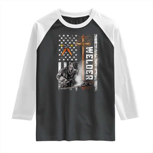 American Welder Raglan Shirt Welding USA Flag Christian Cross TS02 Black White Print Your Wear