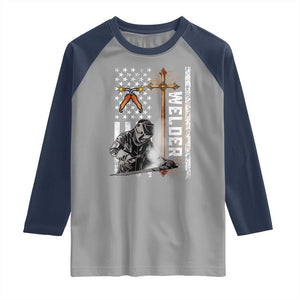American Welder Raglan Shirt Welding USA Flag Christian Cross TS02 Sport Gray Navy Print Your Wear