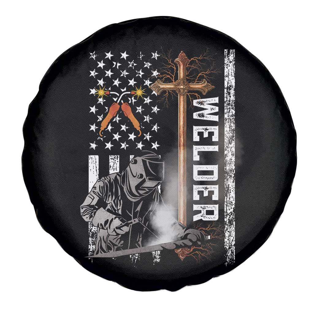 American Welder Spare Tire Cover Welding USA Flag Christian Cross TS02 Print Your Wear