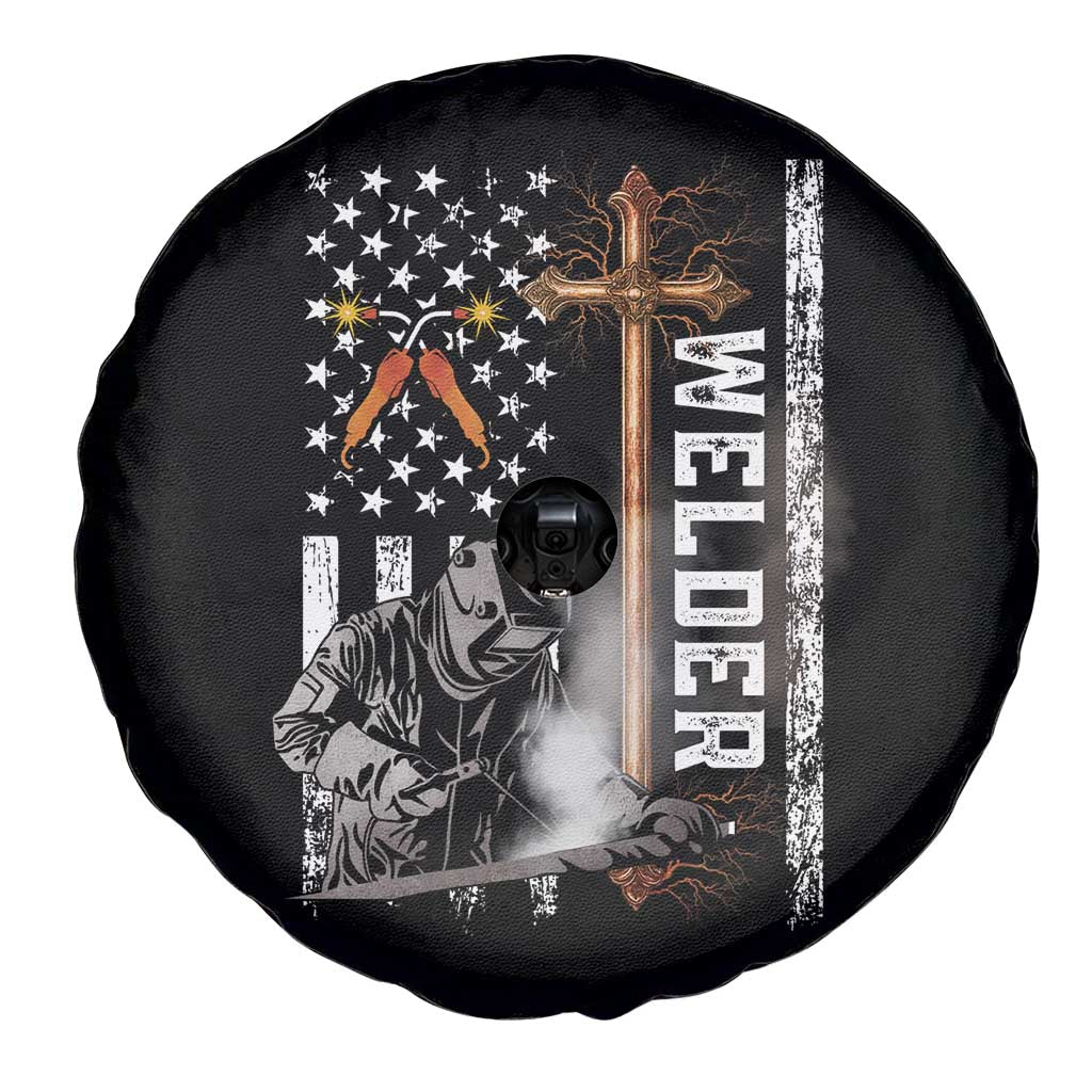 American Welder Spare Tire Cover Welding USA Flag Christian Cross TS02 Print Your Wear