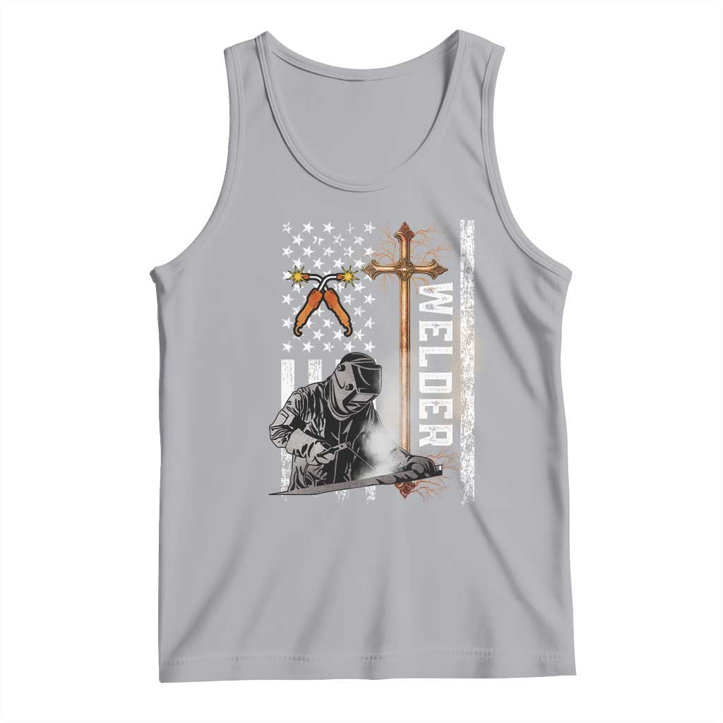 American Welder Tank Top Welding USA Flag Christian Cross TS02 Athletic Heather Print Your Wear