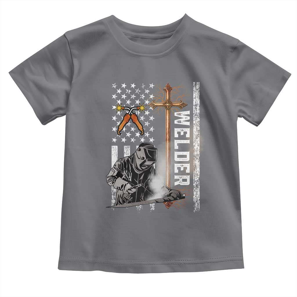 American Welder Toddler T Shirt Welding USA Flag Christian Cross TS02 Charcoal Print Your Wear