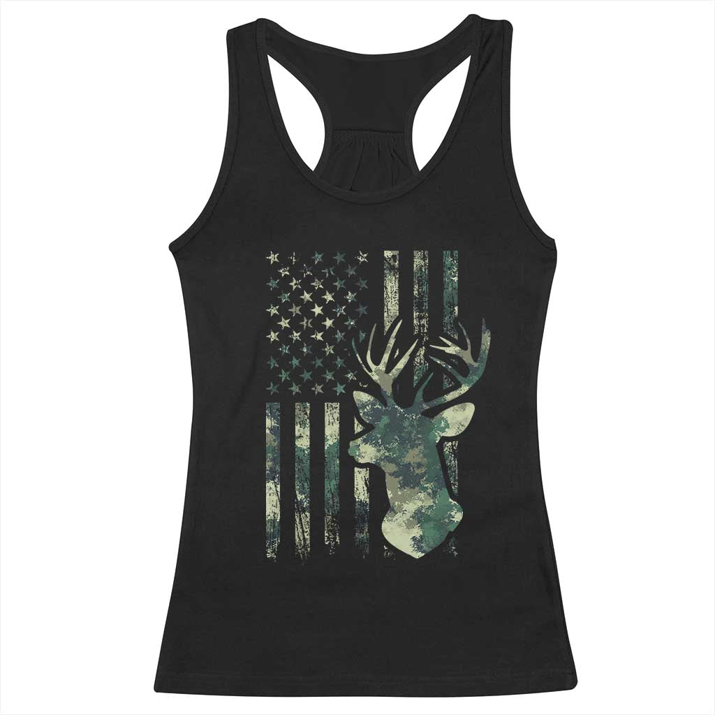 Deer Hunting Camouflage Racerback Tank Top Camo US Flag TS02 Black Print Your Wear