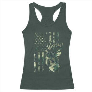 Deer Hunting Camouflage Racerback Tank Top Camo US Flag TS02 Dark Forest Green Print Your Wear
