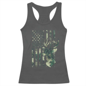 Deer Hunting Camouflage Racerback Tank Top Camo US Flag TS02 Dark Heather Print Your Wear