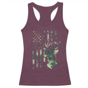 Deer Hunting Camouflage Racerback Tank Top Camo US Flag TS02 Maroon Print Your Wear