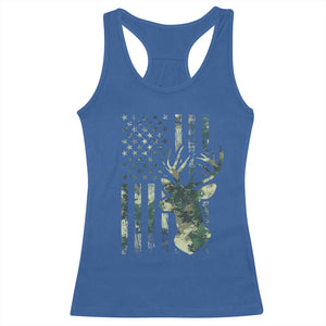 Deer Hunting Camouflage Racerback Tank Top Camo US Flag TS02 Royal Blue Print Your Wear