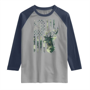 Deer Hunting Camouflage Raglan Shirt Camo US Flag TS02 Sport Gray Navy Print Your Wear
