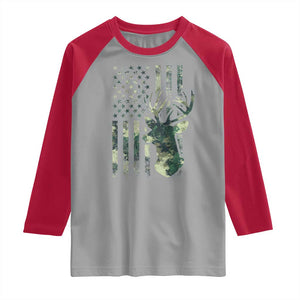 Deer Hunting Camouflage Raglan Shirt Camo US Flag TS02 Sport Gray Red Print Your Wear
