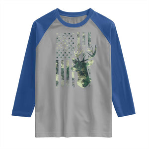 Deer Hunting Camouflage Raglan Shirt Camo US Flag TS02 Sport Gray Royal Print Your Wear