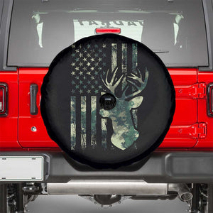 Deer Hunting Camouflage Spare Tire Cover Camo US Flag TS02 Black Print Your Wear