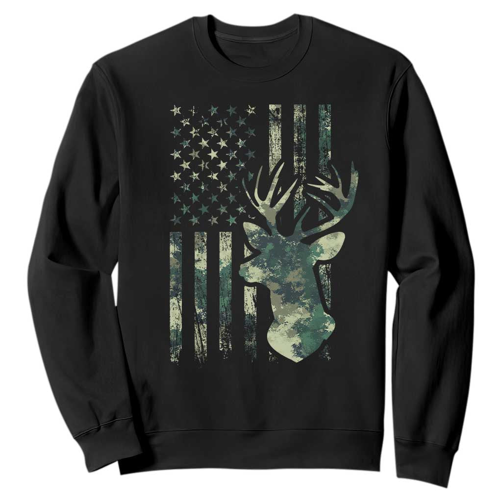 Deer Hunting Camouflage Sweatshirt Camo US Flag TS02 Black Print Your Wear