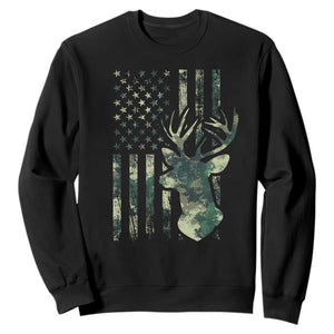 Deer Hunting Camouflage Sweatshirt Camo US Flag TS02 Black Print Your Wear