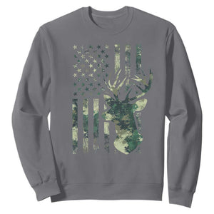Deer Hunting Camouflage Sweatshirt Camo US Flag TS02 Charcoal Print Your Wear