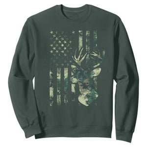 Deer Hunting Camouflage Sweatshirt Camo US Flag TS02 Dark Forest Green Print Your Wear
