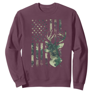 Deer Hunting Camouflage Sweatshirt Camo US Flag TS02 Maroon Print Your Wear
