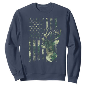 Deer Hunting Camouflage Sweatshirt Camo US Flag TS02 Navy Print Your Wear