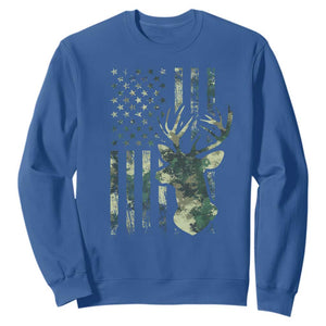 Deer Hunting Camouflage Sweatshirt Camo US Flag TS02 Royal Blue Print Your Wear