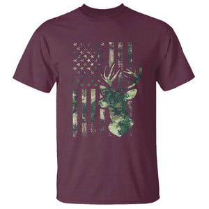 Deer Hunting Camouflage T Shirt Camo US Flag TS02 Maroon Print Your Wear