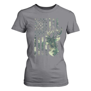 Deer Hunting Camouflage T Shirt For Women Camo US Flag TS02 Charcoal Print Your Wear
