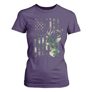 Deer Hunting Camouflage T Shirt For Women Camo US Flag TS02 Purple Print Your Wear