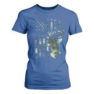 Deer Hunting Camouflage T Shirt For Women Camo US Flag TS02 Royal Blue Print Your Wear