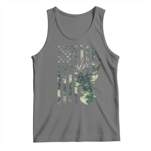 Deer Hunting Camouflage Tank Top Camo US Flag TS02 Black Heather Print Your Wear