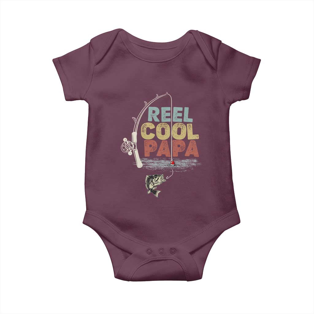 Fishing Dad Baby Onesie Reel Cool Papa Retro Vintage TS02 Maroon Print Your Wear