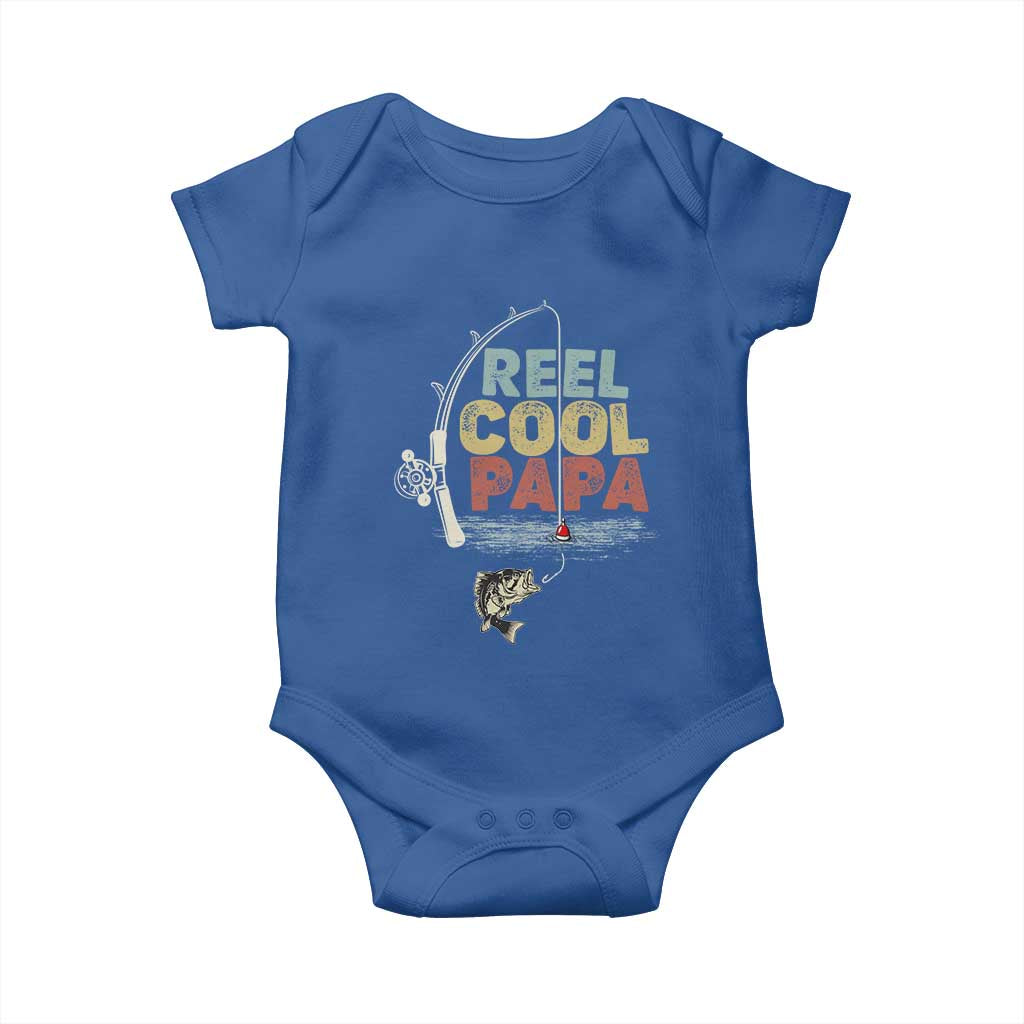 Fishing Dad Baby Onesie Reel Cool Papa Retro Vintage TS02 Royal Blue Print Your Wear