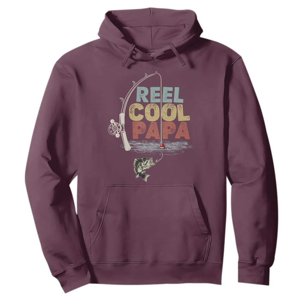 Fishing Dad Hoodie Reel Cool Papa Retro Vintage TS02 Maroon Print Your Wear