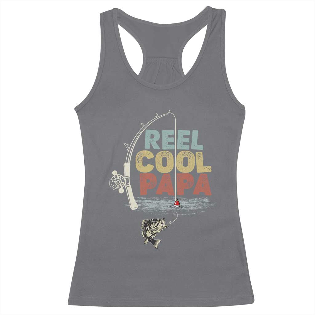 Fishing Dad Racerback Tank Top Reel Cool Papa Retro Vintage TS02 Charcoal Print Your Wear