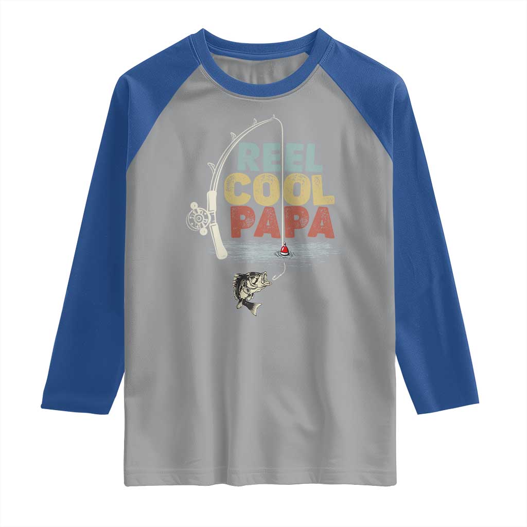 Fishing Dad Raglan Shirt Reel Cool Papa Retro Vintage TS02 Sport Gray Royal Print Your Wear