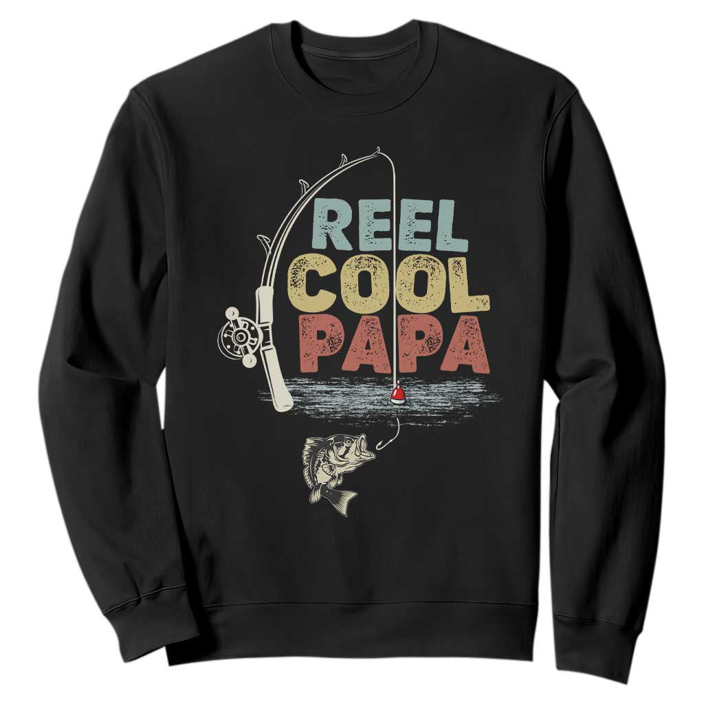 Fishing Dad Sweatshirt Reel Cool Papa Retro Vintage TS02 Black Print Your Wear