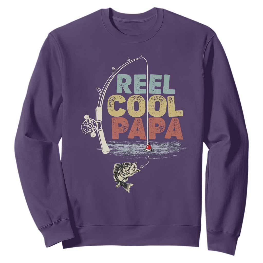 Fishing Dad Sweatshirt Reel Cool Papa Retro Vintage TS02 Purple Print Your Wear