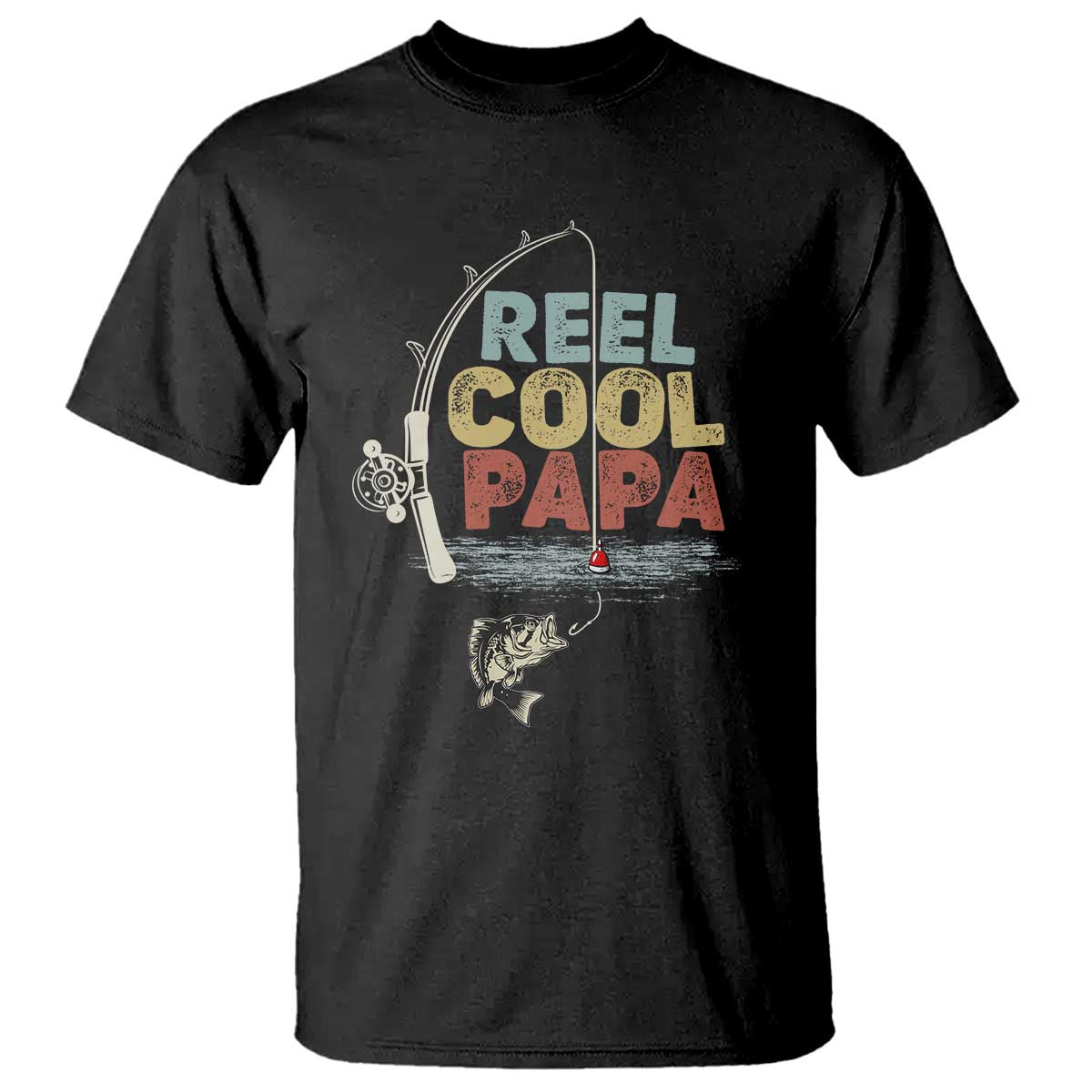 Fishing Dad T Shirt Reel Cool Papa Retro Vintage TS02 Black Print Your Wear