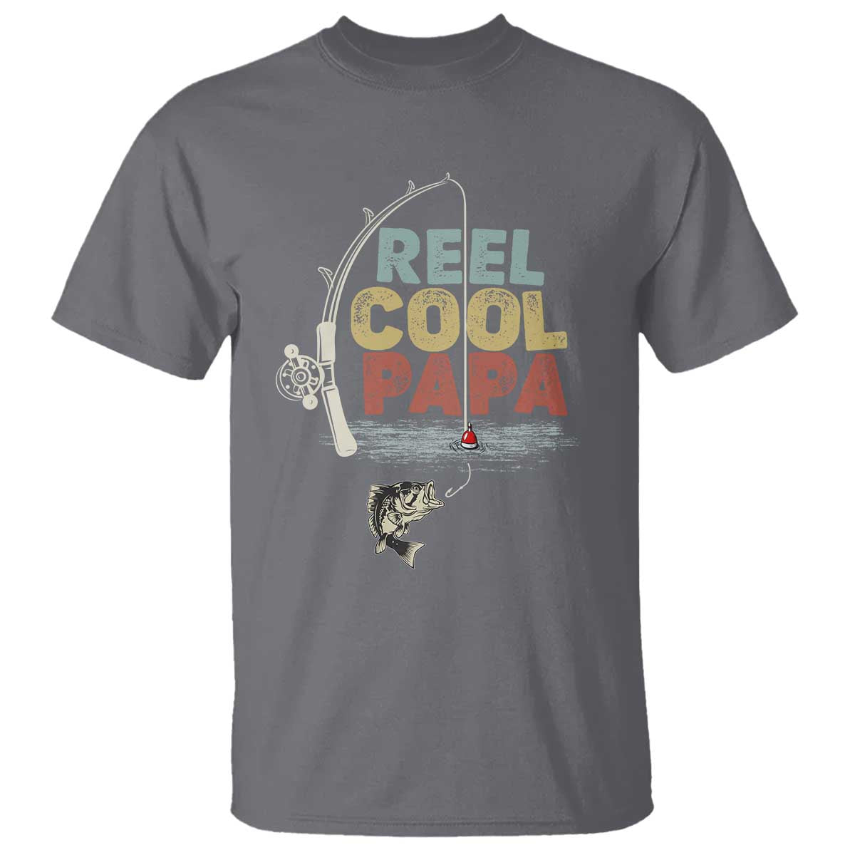 Fishing Dad T Shirt Reel Cool Papa Retro Vintage TS02 Charcoal Print Your Wear