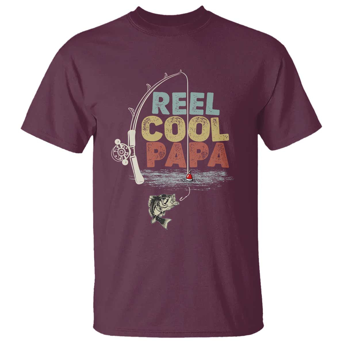 Fishing Dad T Shirt Reel Cool Papa Retro Vintage TS02 Maroon Print Your Wear