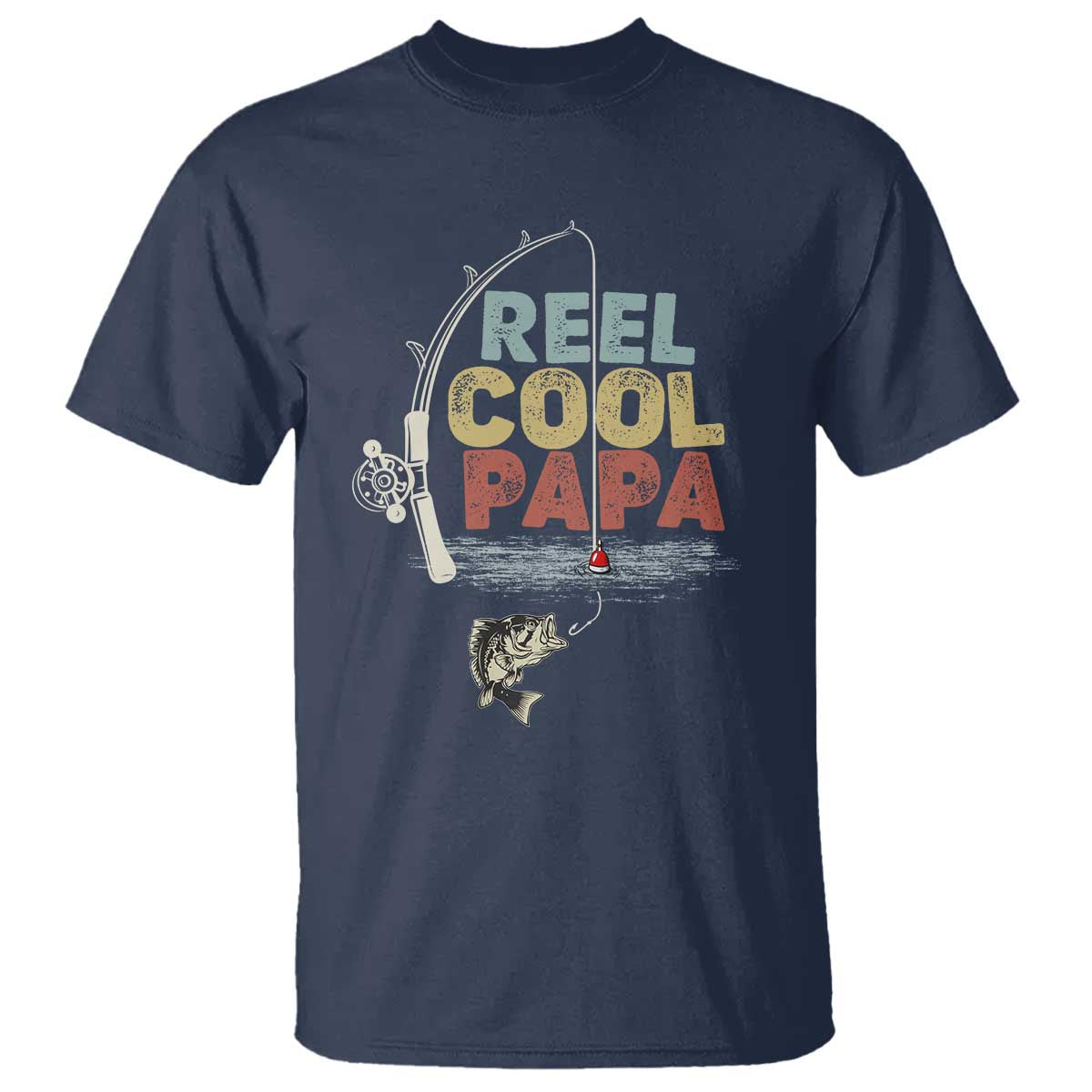Fishing Dad T Shirt Reel Cool Papa Retro Vintage TS02 Navy Print Your Wear