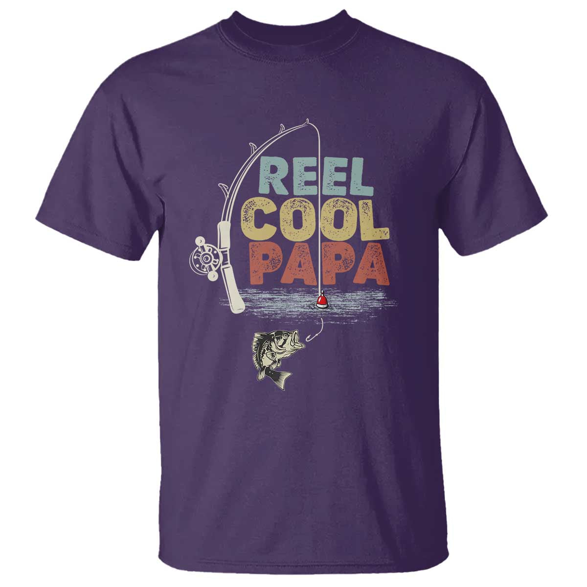 Fishing Dad T Shirt Reel Cool Papa Retro Vintage TS02 Purple Print Your Wear