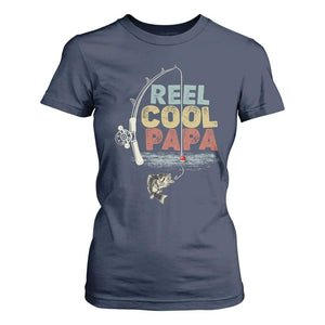 Fishing Dad T Shirt For Women Reel Cool Papa Retro Vintage TS02 Navy Print Your Wear
