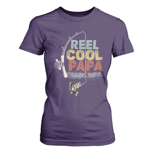 Fishing Dad T Shirt For Women Reel Cool Papa Retro Vintage TS02 Purple Print Your Wear