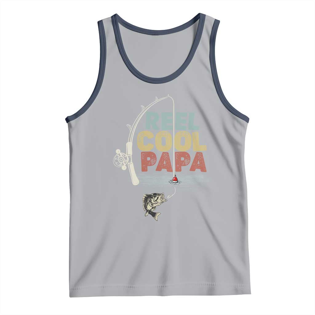 Fishing Dad Tank Top Reel Cool Papa Retro Vintage TS02 Athletic Heather Navy Print Your Wear