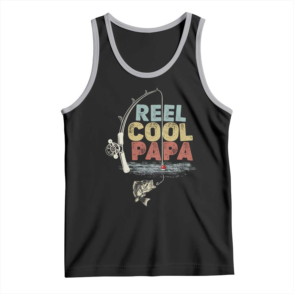 Fishing Dad Tank Top Reel Cool Papa Retro Vintage TS02 Black Athletic Heather Print Your Wear