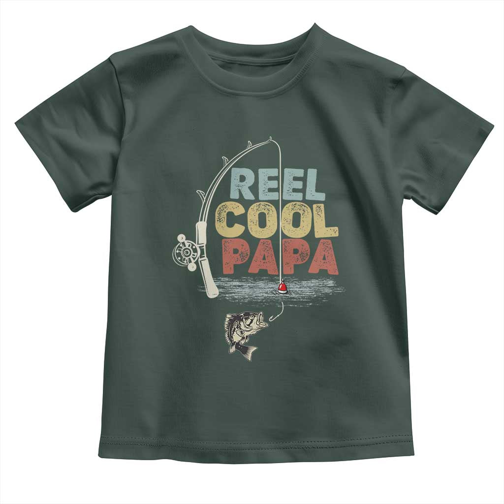 Fishing Dad Toddler T Shirt Reel Cool Papa Retro Vintage TS02 Dark Forest Green Print Your Wear