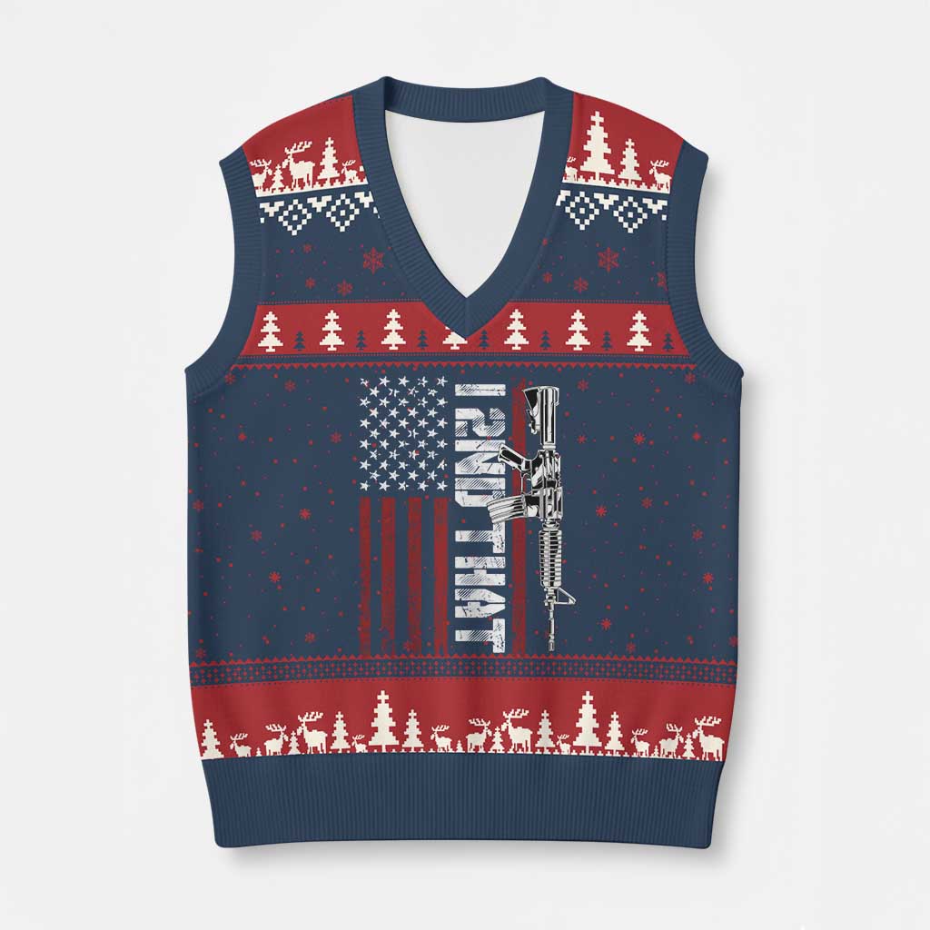 Gun Rights Patriotic V-Neck Knit Sweater Vest I 2nd That Second Amendment Pro Gun American Flag TS02 Navy Red Print Your Wear