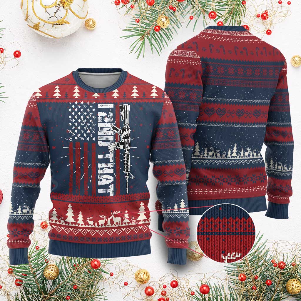 Gun Rights Patriotic Knit Sweatshirt I 2nd That Second Amendment Pro Gun American Flag TS02 Burgundy Print Your Wear
