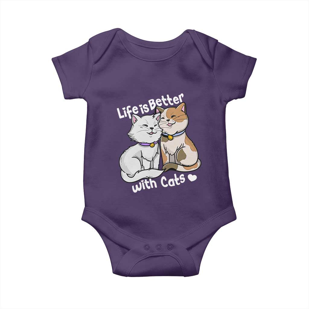 Cat Lover Baby Onesie Life Is Better With Cats Cute TS02 Purple Print Your Wear