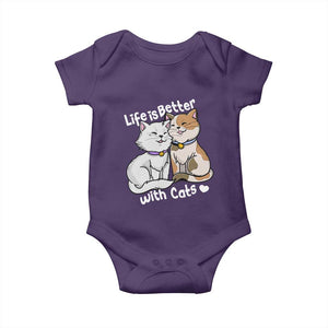 Cat Lover Baby Onesie Life Is Better With Cats Cute TS02 Purple Print Your Wear